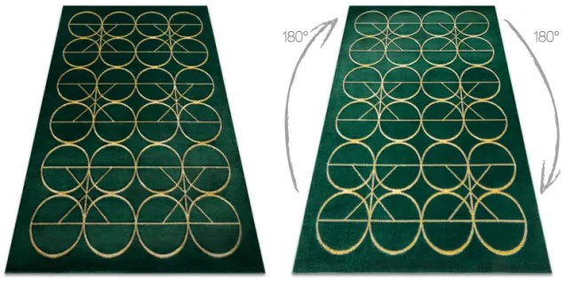 Koberec EMERALD exkluzívny 1010 glamour, styl kruhy fľaľkovo zelený / zlatý