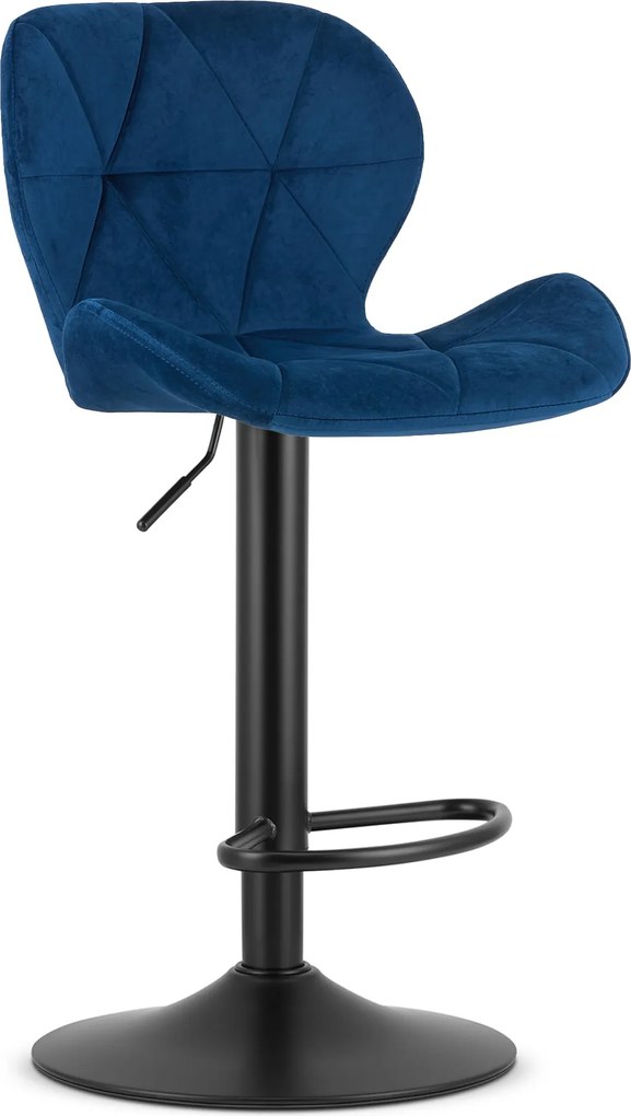 Barová stolička WEST so zamatovým čalúnením, modrá/čierna