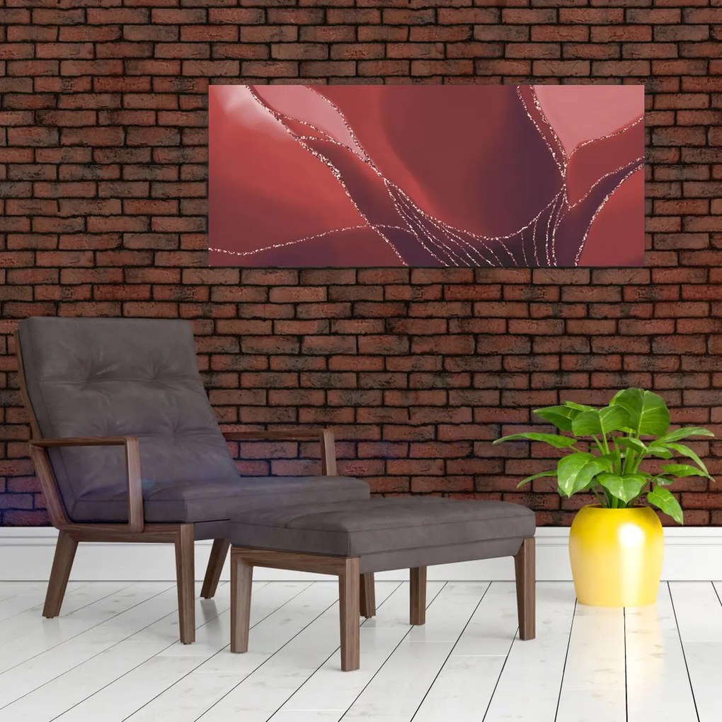 Obraz - Červená abstraktná kvetina N⁰2 (120x50 cm)