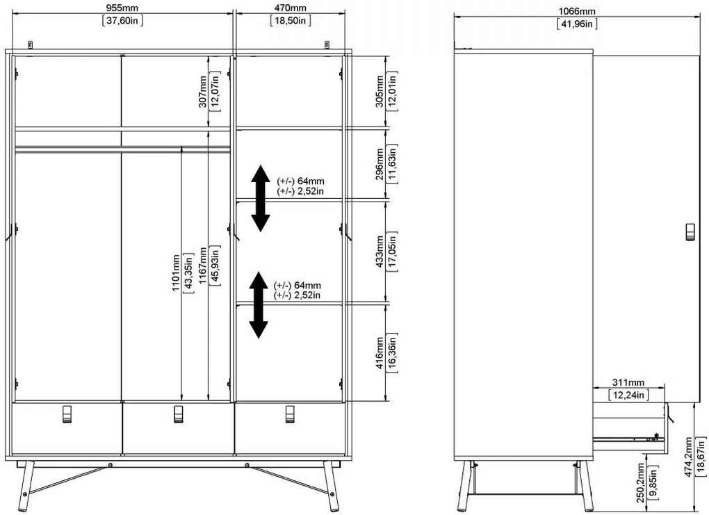 Šatníková skriňa Rainy 150 cm biela