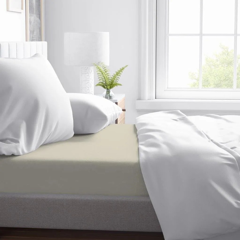 Bavlněné Jersey prostěradlo SOFT 160x200 cm + 25 cm ecru