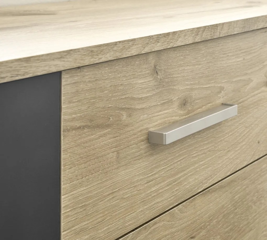 Komoda s 2 zásuvkami Bacalar, dub viking/sivá