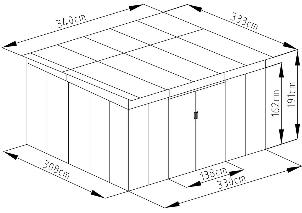 G21 Záhradný domček GRAH 1132 - 340 x 333 cm, metalický šedý 63900995
