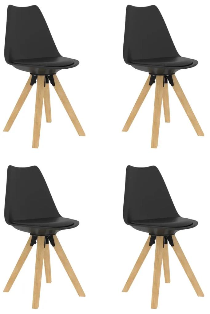 vidaXL Jedálenské stoličky 4 ks čierne PP a masívne bukové drevo