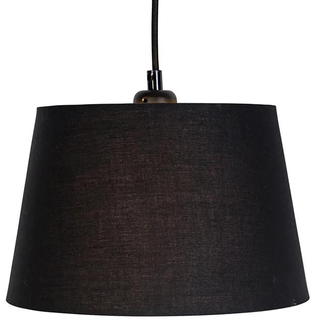 Závesná lampa s 3 bavlnenými odtieňmi čierna so zlatou - Cava