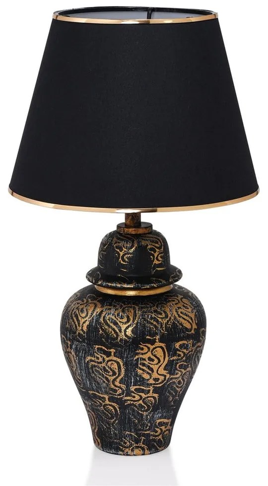 Čierna stolová lampa s textilným tienidlom (výška 54 cm) Derin – Opviq lights