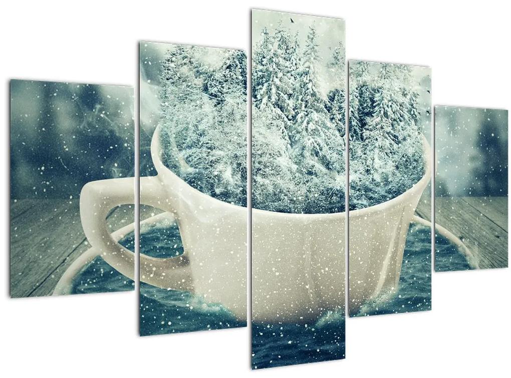 Obraz - Zimný svet v hrnčeku (150x105 cm)
