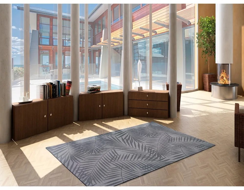 Sivý vonkajší koberec Universal Palm, 160 x 230 cm