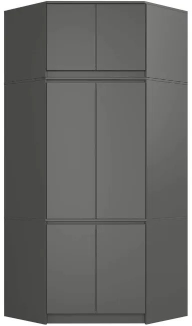 Rohová skriňa s nadstavcom S100 grafitová / sivá