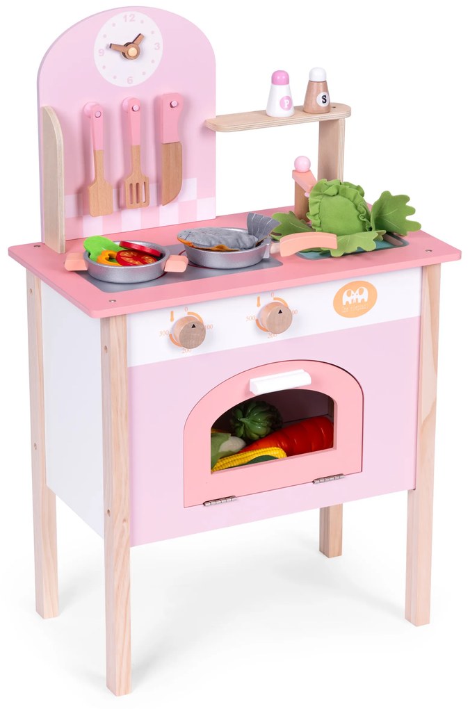 Detská kuchynka ružová s 8 príslušenstvom, batéria na rúru, drez, ECOTOYS