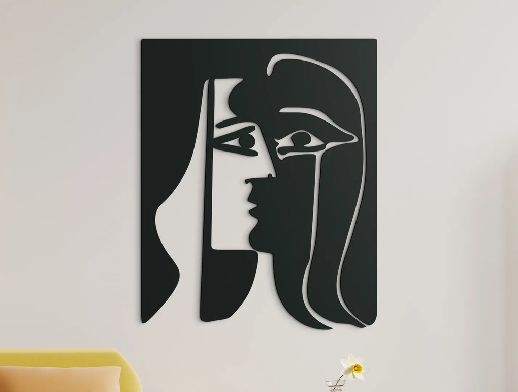 drevko Kubistický obraz Dve tváre ženy Rozmer obrazu: 40 x 32,5 cm, Farba dekorácie: Čierna