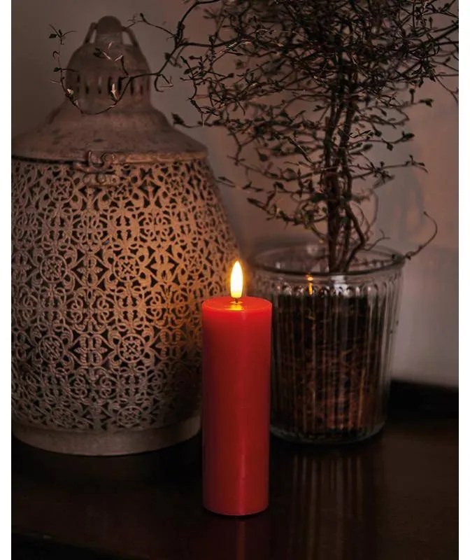 SIRIUS LED vosková sviečka Sille, 15 cm, červená, d. 5 cm