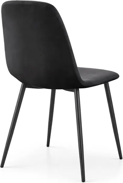 Sada dvoch jedálenských stoličiek LUMO zamatové, čierne / čierne nohy (2 ks)