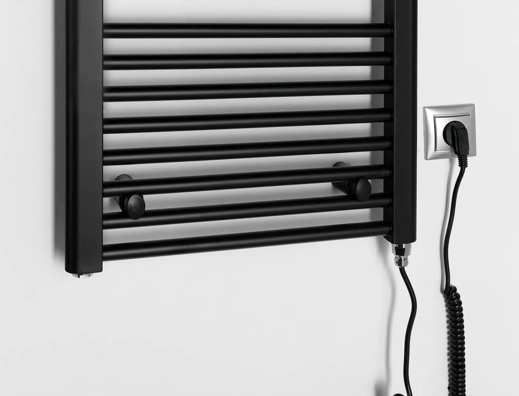 Aqualine Aqualine, DIRECT-E elektrické vykurovacie teleso, rovné, 450x960 mm, 300 W, čierna, ILE94TB
