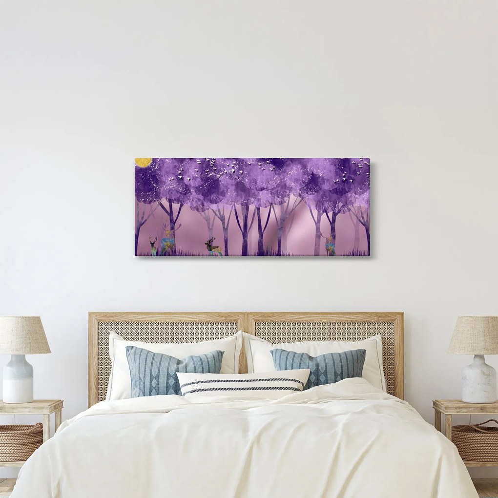 Obraz - Jelene v magickom lese (120x50 cm)