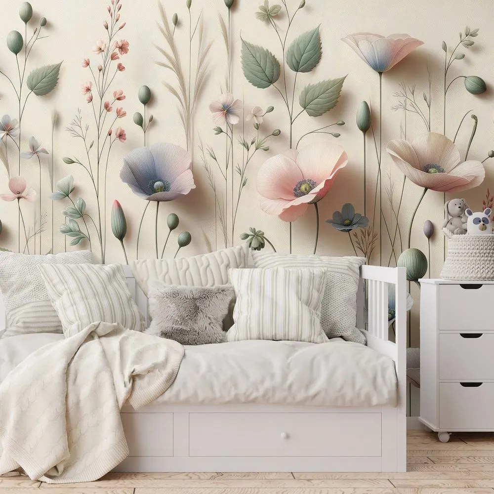 Tapeta pastelové lúčne kvety