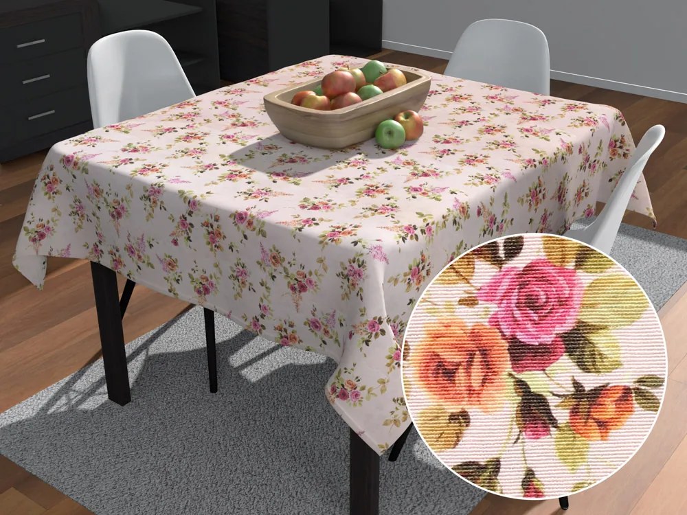 Biante Dekoračný štvorcový obrus Leona LN-130 Ružičky na ružovom 60x60 cm