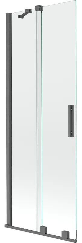 Mexen Velar, 2-krídlová posuvná vaňová zástena 75 x 150 cm, 8mm číre sklo, grafitová matná, 896-075-000-01-66