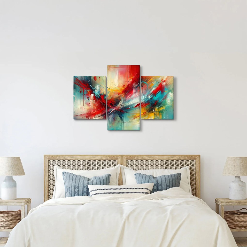 Obraz – Abstrakcia s červenou (90x60 cm)