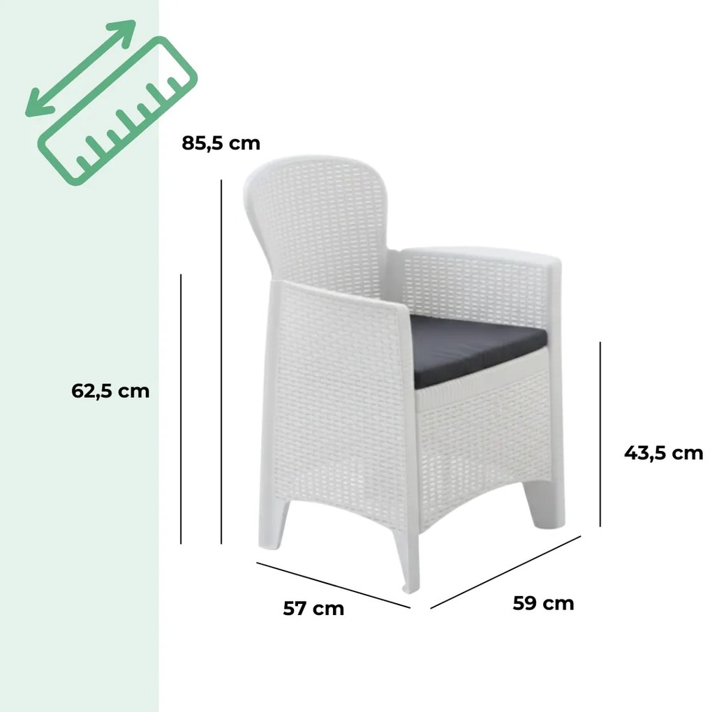 I.P.A.E-Progarden Záhradný set AKITA, 3-dielny, biela