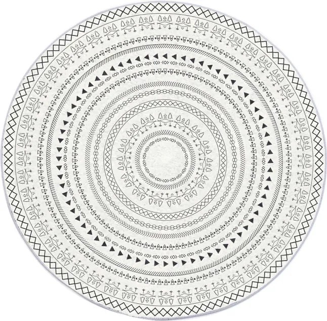 Protišmykový koberec NOVO krémový / čierny kruh