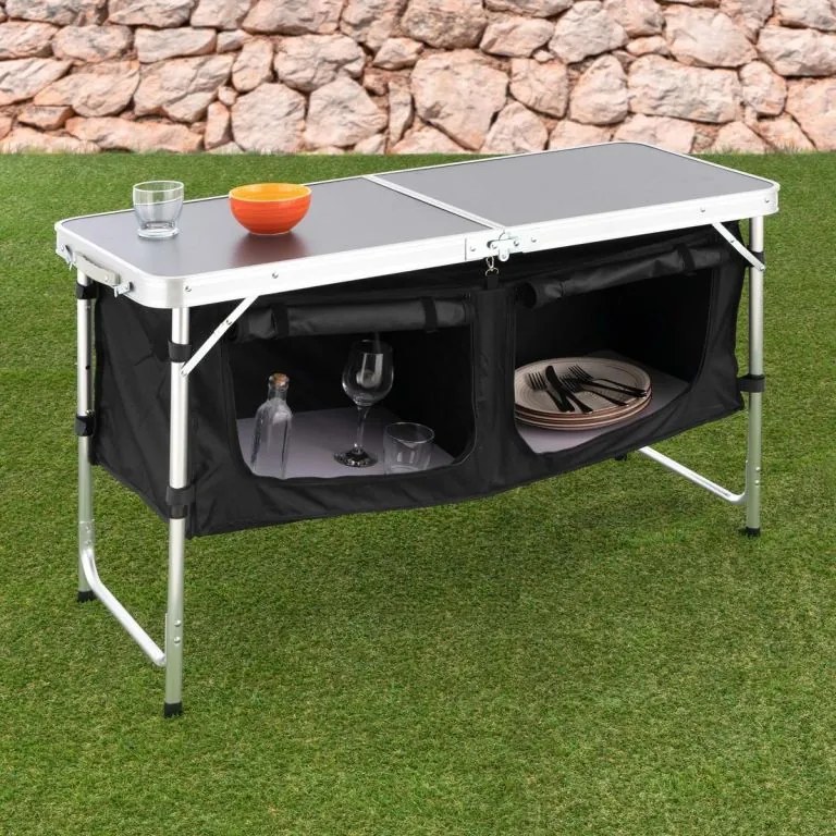 Divero 73139 Multifunkčný skladací kempingový stôl - 2 úložné boxy