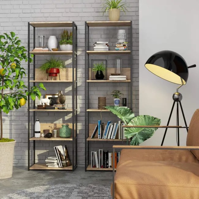 Policový regál 600 čierny / dub sonoma