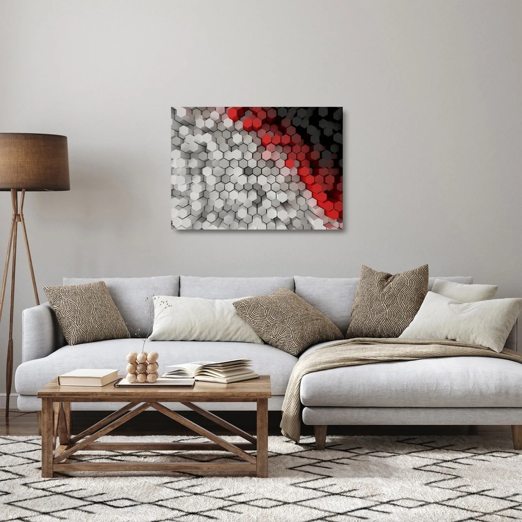 Sklenený obraz - 3D hexagóny (70x50 cm)