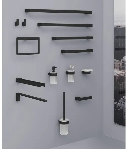 Gedy - Nástenná mydelnička PIRENEI mliečne sklo/matná čierna