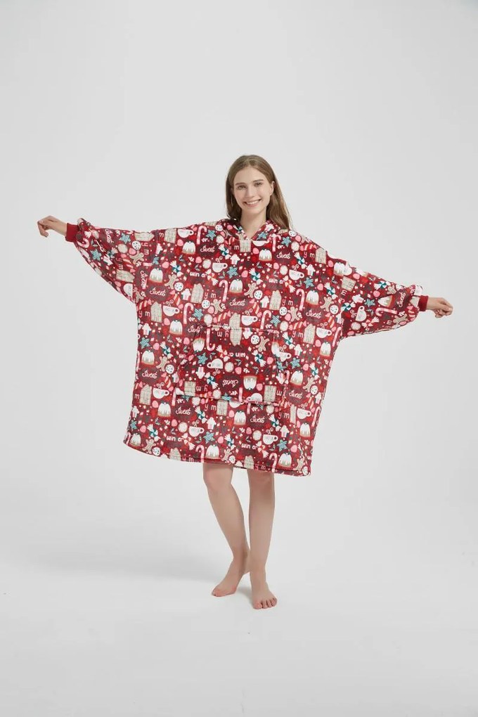Deka s rukávmi HOODIE XMAS vianočná