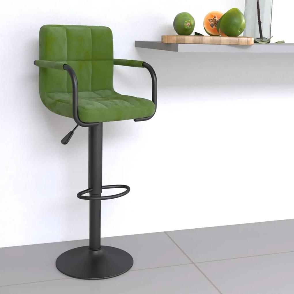 Barová stolička svetlo-zelená zamatová