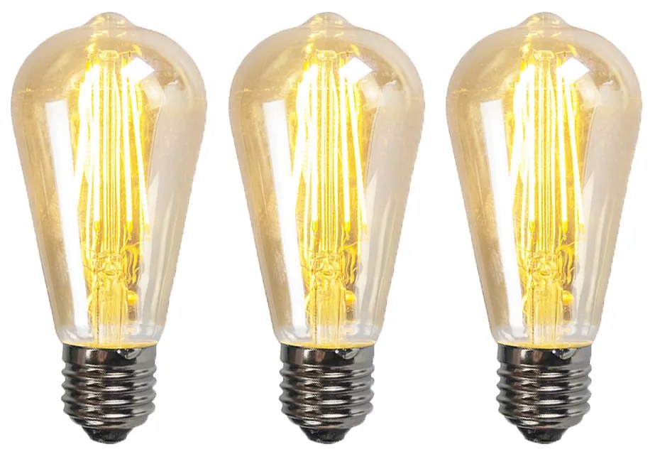 Sada 3 stmievateľných LED žiaroviek E27 ST64 zlatá 5W 450lm 2200K