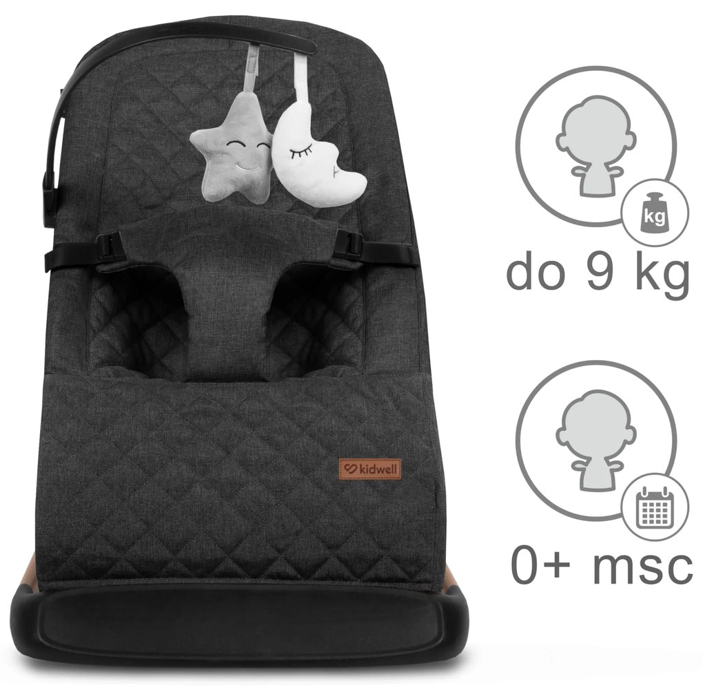 Detské lehátko Kidwell Laro s hrazdičkou, 3-bodovými pásmi a 3 polohami
