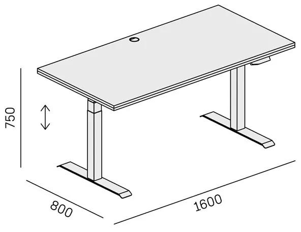 PLAN Kancelársky pracovný stôl SINGLE LAYERS bez prepážok, nastaviteľné nohy, dub prírodný / dub morený