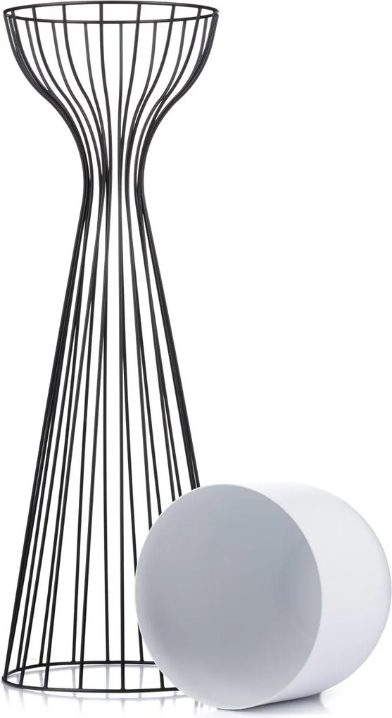 KOVOVÝ KVETINÁČ SO STOJANOM GLAM 68X20 CM BIELA/ČIERNA