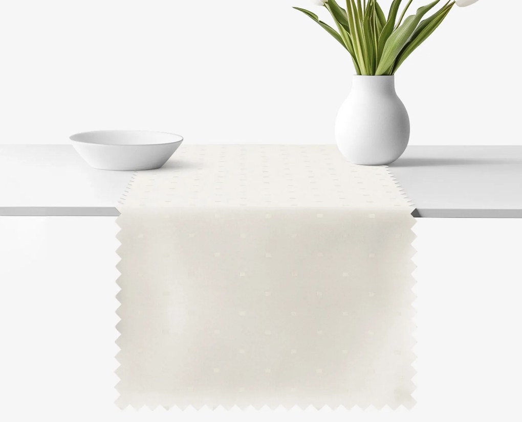 Goldea sviatočný behúň na stôl teflónový - smotanový s lesklými obdĺžnikmi 35x140 cm