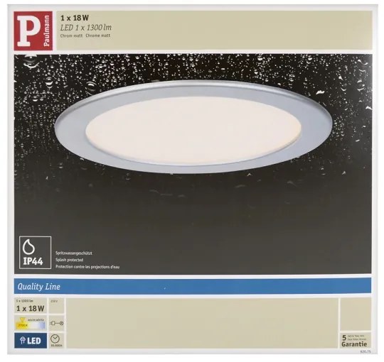 Paulmann 92075 - LED/18W Kúpeľňové podhľadové svietidlo QUALITY LINE 230V IP44
