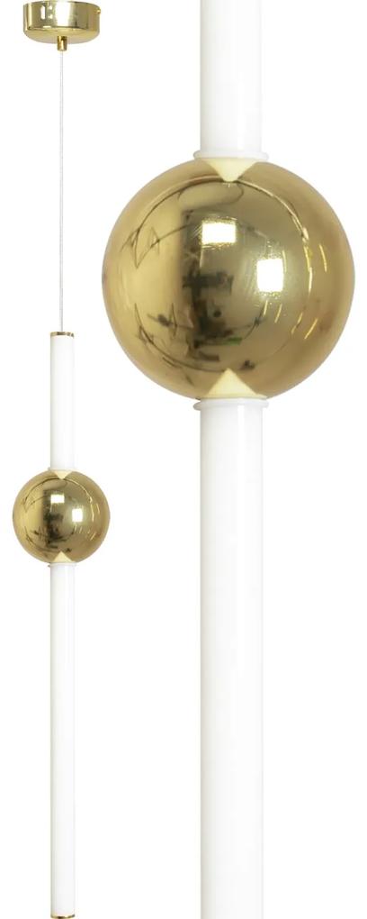 Toolight - LED stropná lampa závesná 60cm 12W APP476-CP, biela-zlatá, OSW-00608