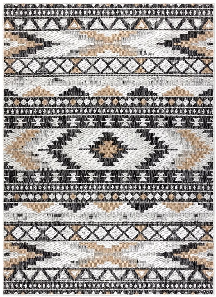 Dywany Łuszczów Kusový koberec Cooper Sisal Aztec 22235 ecru/black – na von aj na doma - 140x190 cm