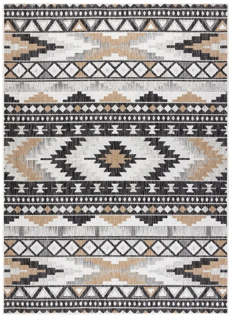 Dywany Łuszczów Kusový koberec Cooper Sisal Aztec 22235 ecru/black – na von aj na doma - 160x220 cm