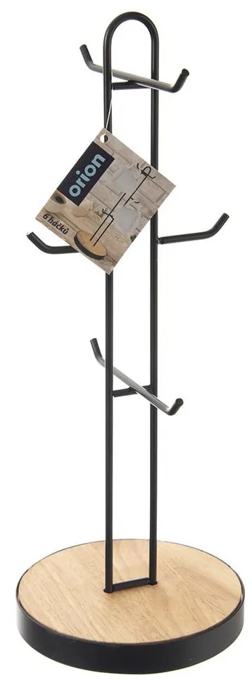 Orion Stojan na hrnčeky, drevený podstavec, háčiky, čierny kov RADKA