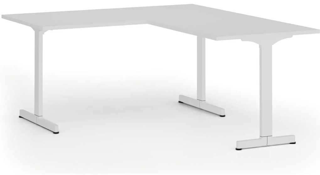 Kancelársky stôl PRIMO BETA L, 160x180 cm, biela podnož, biela