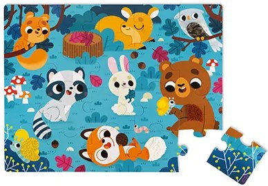 Janod Dotykové puzzle 20ks: Lesné zvieratá