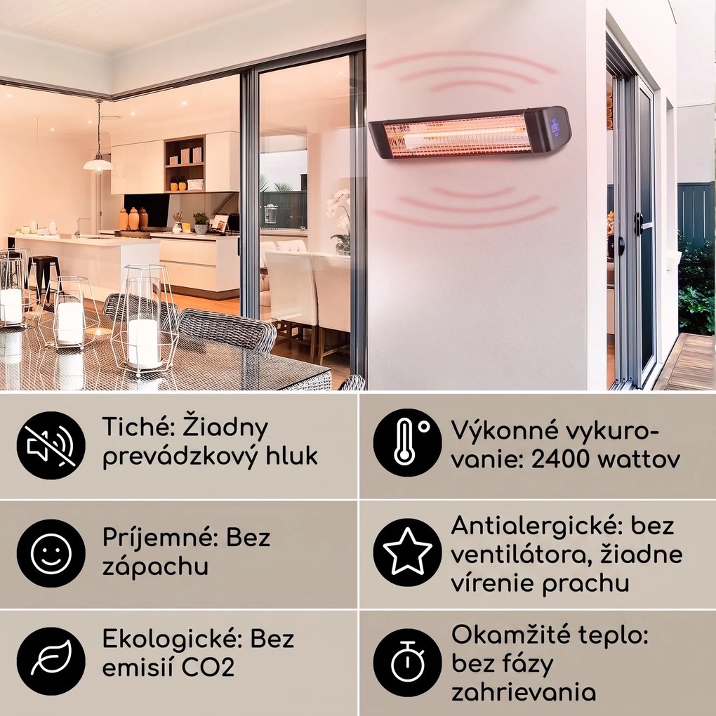Blumfeldt Smartwave, infračervený ohrievač, 2400 W, WiFi, ovládanie cez aplikáciu, čierny