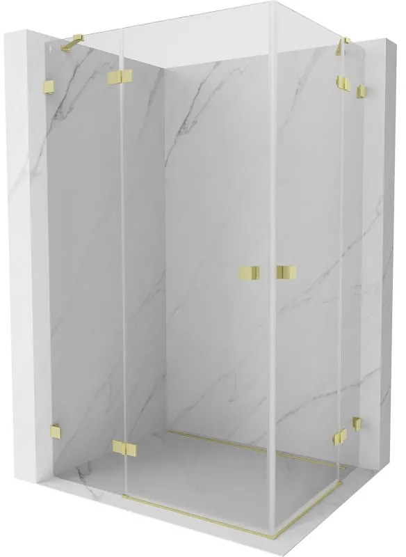 Mexen Lunar Duo, výklopný sprchový kút 110 x 90 cm, 8mm číre sklo, zlatý matný profil, 834-110L-090P-55-00