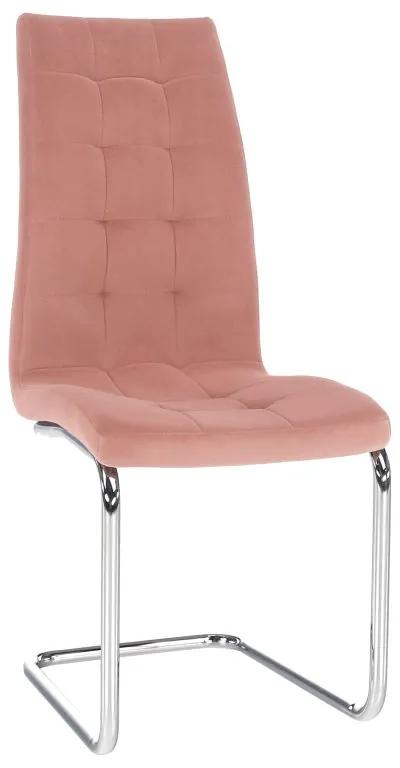 Štýlová a moderná jedálenská stolička v ružovej látke