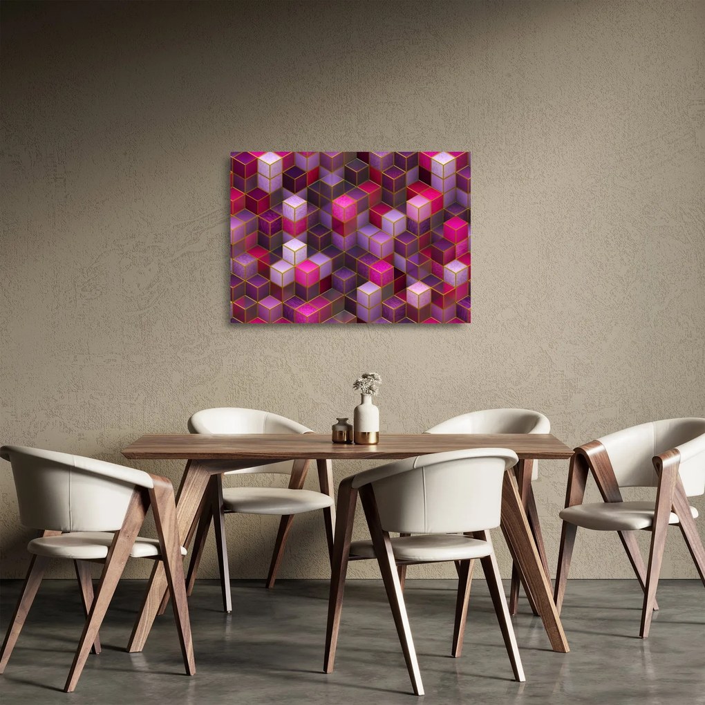 Sklenený obraz fialových kociek (70x50 cm)