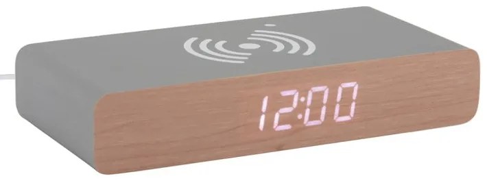Digitálny budík s bezdrôtovou nabíjačkou Retro Flat LED – Karlsson