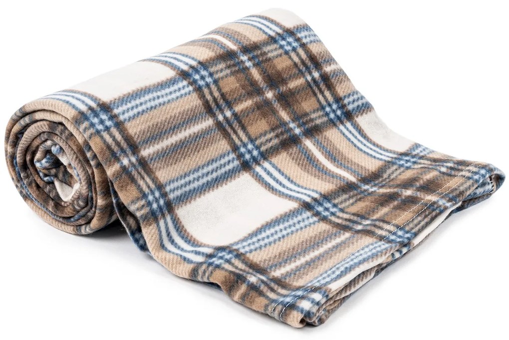 Jahu Deka fleece hnedomodrobiela, 150 x 200 cm