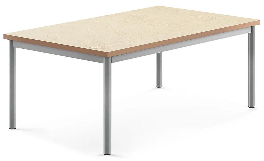 Stôl SONITUS, 1200x800x500 mm, linoleum - béžová, strieborná